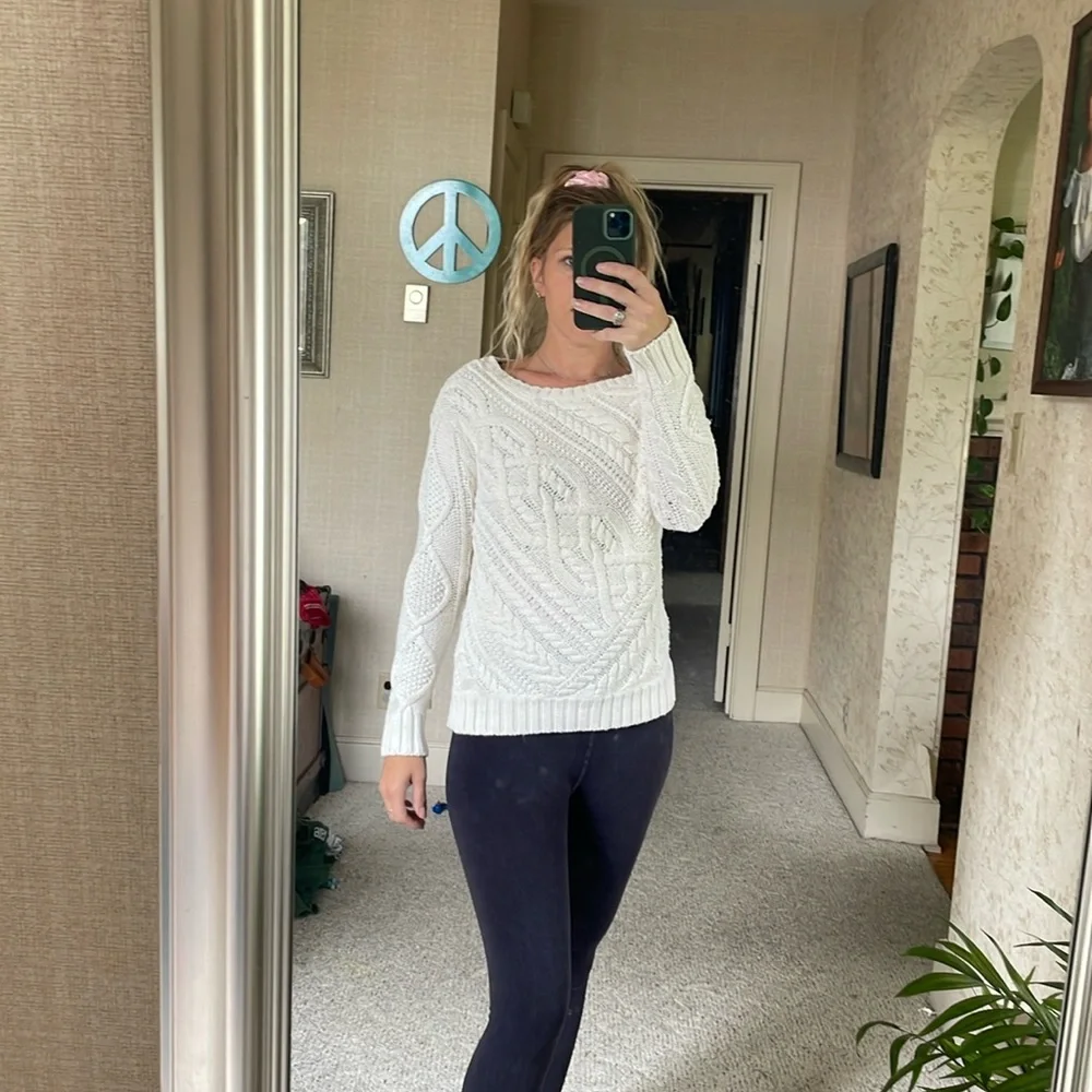 Polo Ralph Lauren White Cable Knit Pop Over Sweater - Picture 10 of 12